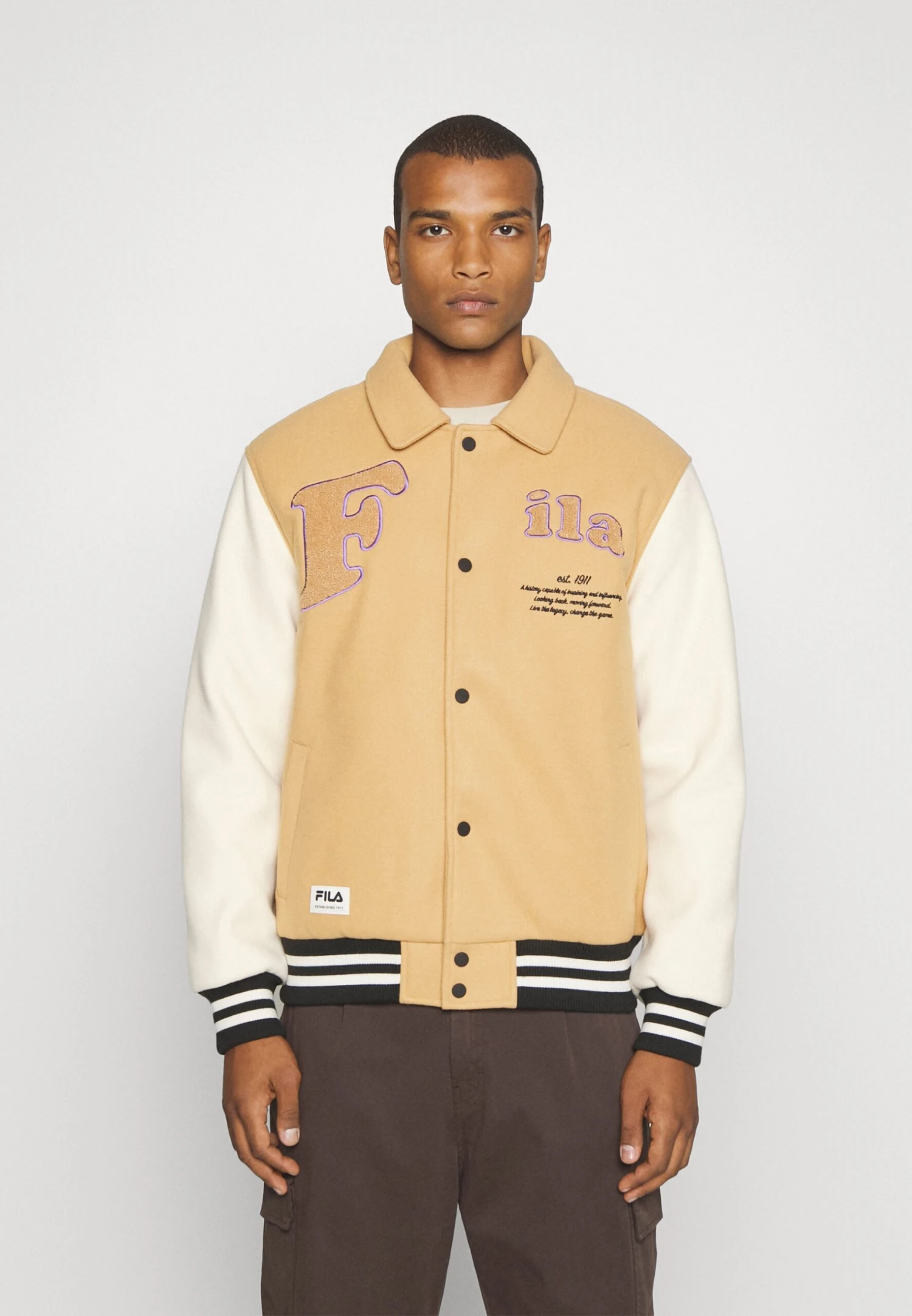 Fila Tehran College Jacket Unisex - Chaquetas Bomber - Iced Coffee