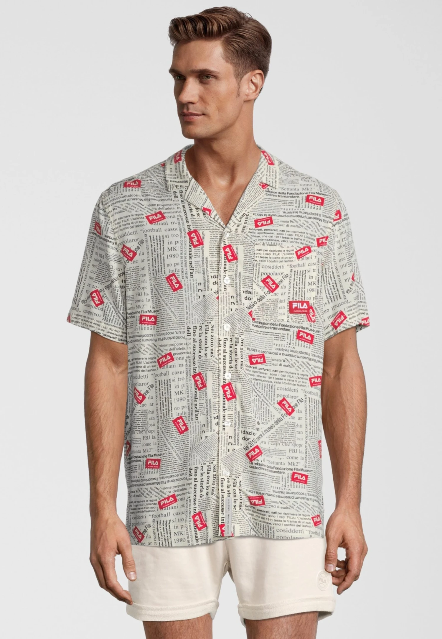 Fila Tutin Aop Resort- Camisa - Sweet Corn Newspaper Aop