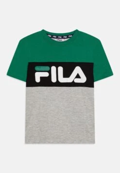 Fila Balimo Blocked Tee Unisex - Camiseta Estampada - Light Grey Melange/Verdant Green/Black